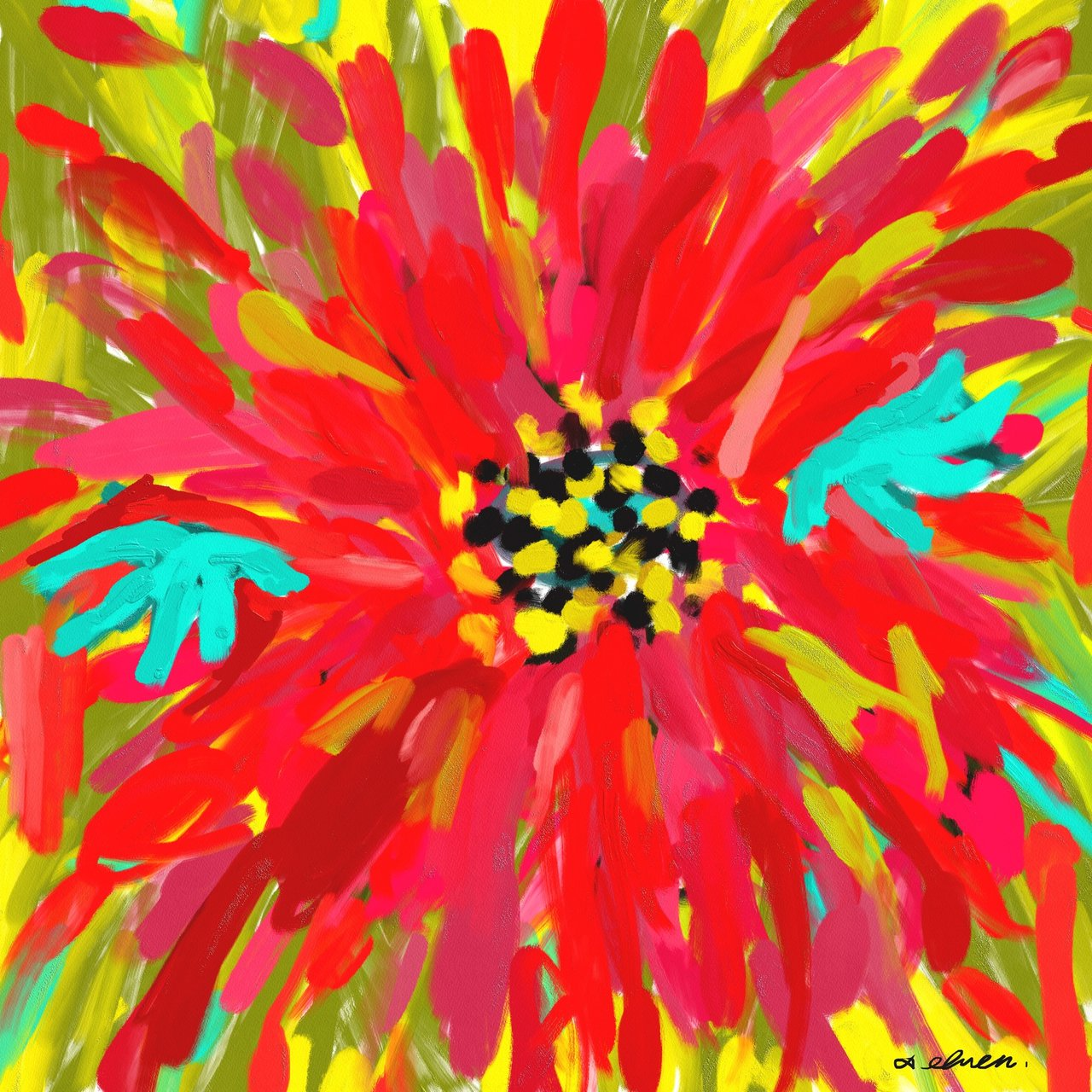 A small flower blooming from red ground, symbolizing a new creation in Christ through the precious blood of Jesus.